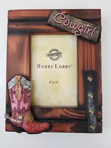 Cornice portafoto legno vetro stivale cowgirl western rustico 3D hobby lobby 4 x 6 - Foto 1 di 3