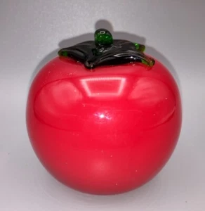 Tomate Red Art Glas Obst Gemüse Papier Gewicht 3"" hoch x 3,5"" Qualität süß - Bild 1 von 9