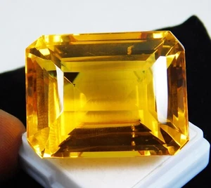 Pietra Preziosa Sciolta Naturale 124 Ct Mogok Giallo Painite Taglio Smeraldo Certificata - Foto 1 di 23