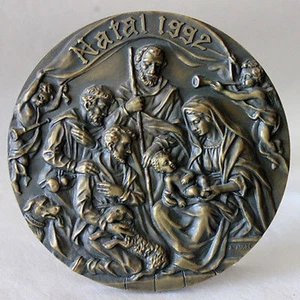 NATIVIDAD/Pastores/1992 NAVIDAD Medalla de Bronce Grande por A. André/estuche/M64 - Imagen 1 de 8