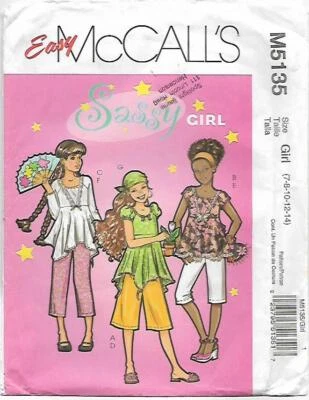 A16 McCALL'S M5135: CHILDS  TOP & PANTS SIZE 7-14 SEWING PATTERN - Image 1 of 3
