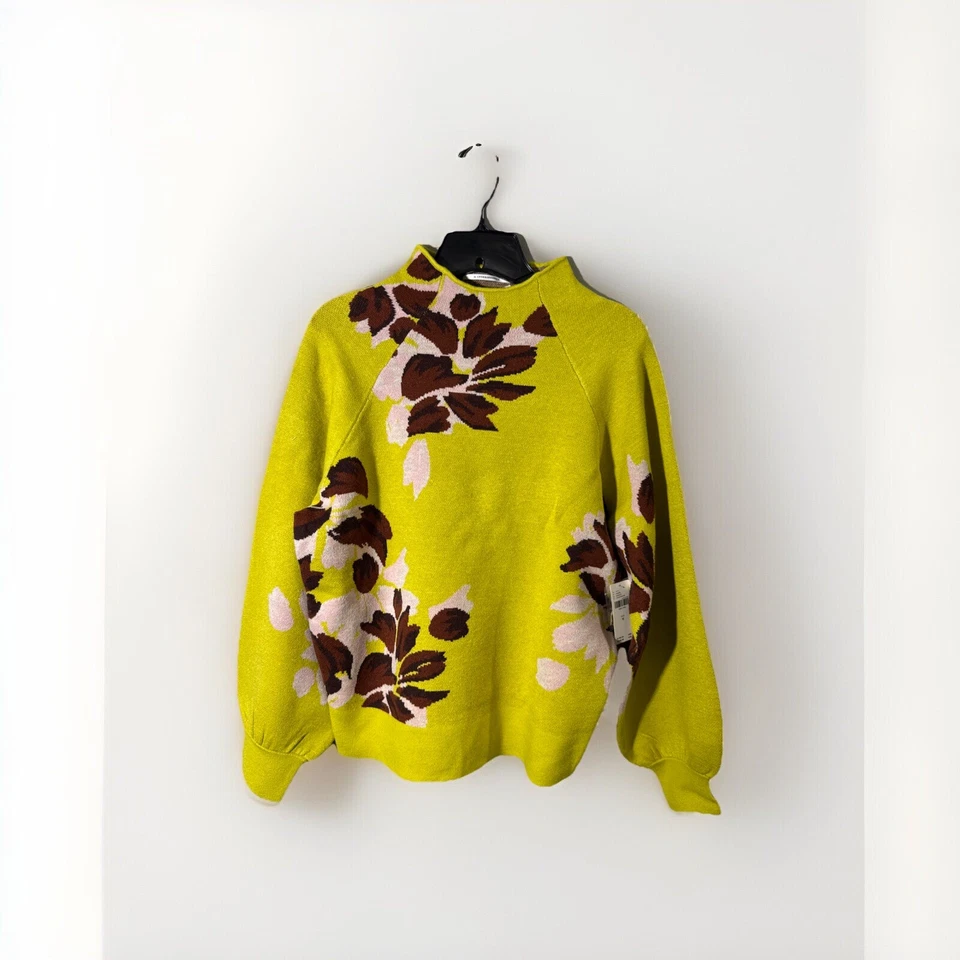 Anthropologie Beatriz Floral Mock Neck Sweater A651-7 Sz XXS With Tags