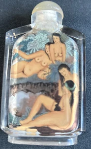 ~Vintage Inside Reverse Painted Crystal Snuff Bottle - The Asian Lady’s - Picture 1 of 6