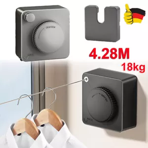 4,28m Wäscheleine Ausziehbar Wandmontage Wäsche trocknen bis 18kg standhalten DE - Bild 1 von 13