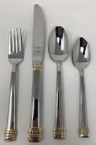Lenox Hancock Gold 4 pc Set 18/8 Stainless Steel Salad Fork Dinner Knife Spoon - Picture 1 of 7