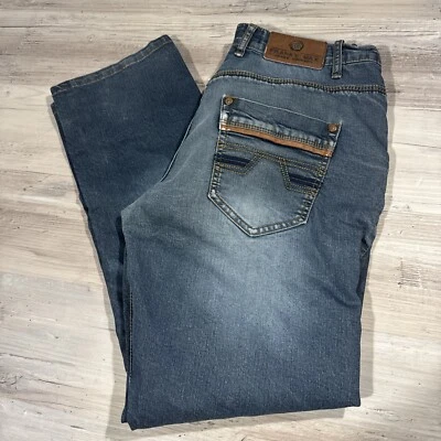 Pantalones de mezclilla para hombre Franky Max talla 34x30 medianos Y2K grunge desgastados cruzados Foto 1 de 4