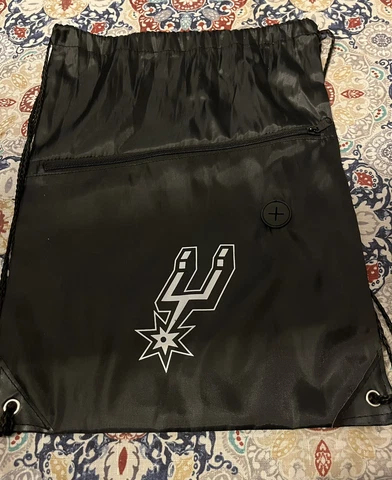 San Antonio Spurs Drawstring Backpack Bag Black Iron On Logo￼ NBA Cover