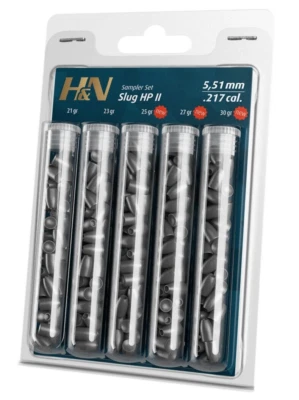 Hatsan H&N Slug HP II Sampler Set 5 Types .217 cal / 5.51 mm Air Rifle Pellets - Image 1 of 2