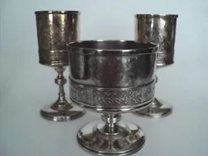 Victorian Silver Plate Reed & Barton Aesthetic 2 goblets and matching waste bowl - Picture 1 of 9