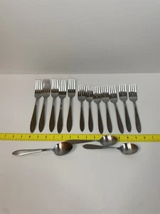 Oneida Edelstahl Silberbesteck Besteck Set Satin Gebürstet Abendessen Salat Gabeln Löffel - Bild 1 von 15