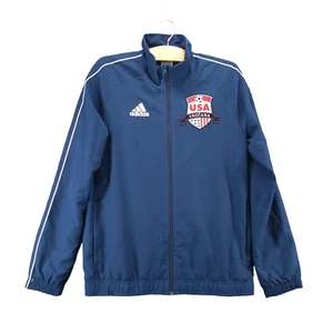 Adidas Boys USA Soccer Track Jacket Blue Large Long Sleeve Full Zip Polyester - Picture 1 of 17