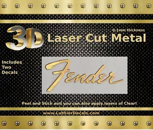 Fender Guitar Decal 3d metal Headstock Restoration Sticker Logo m21b - Picture 1 of 6