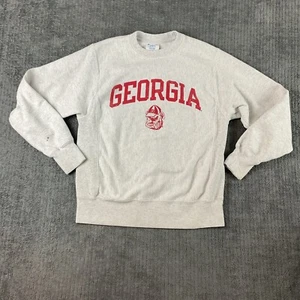 Georgia Bulldogs Sweatshirt Mens Small UGA Champion Reverse Weave Gray Pullover - Picture 1 of 11