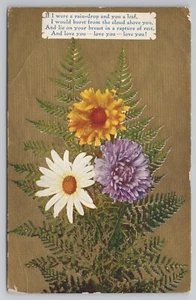 Postal If I Were A Rain-Drop & You a Leaf Love Poema dorado margarita girasol - Imagen 1 de 2