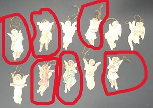 Vintage Conservato 1986 B. Shackman Die-Cut Litografia Ornamenti Angeli Oro Set di 6 - Foto 1 di 9