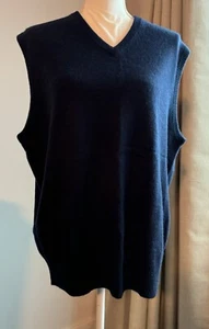 Neiman Marcus 100% Cashmere Navy V Neck Vest Size XL - Picture 1 of 6