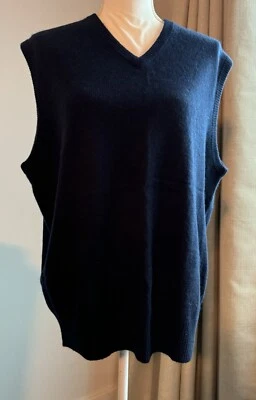 Neiman Marcus 100% Cashmere Navy V Neck Vest Size XL - Image 1 of 4