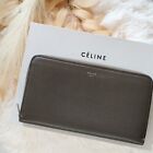 Celine Round zipper long wallet gray and yellow leather from JAPAN
