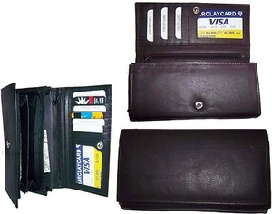 Lote de 3 Cartera Chequera de Cuero para Mujer 6 Identificación para Tarjeta de Crédito 7 Bolsillos para Billetes BR Nuevo - Imagen 1 de 12
