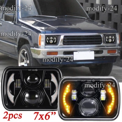 Par de faros LED de haz alto/bajo DRL para Mitsubishi Mighty Max Nissan 7x6"" 5x7"" Foto 1 de 4