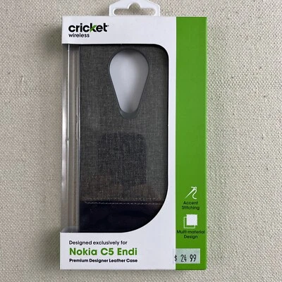 Nokia C5 Endi NIB Premium Designer Leather Smart Phone Case Grey Multi Material - Image 1 of 4