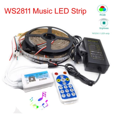 5M 10M SP601E RF Music Control Dream Color 12V WS2811 30LED/M RGB LED Strip kit - Image 1 of 4