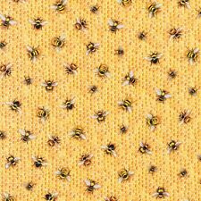 Fabric Honey Bees on Yellow Honeycomb KAUFMAN Cotton 1/4 Yard 8138
