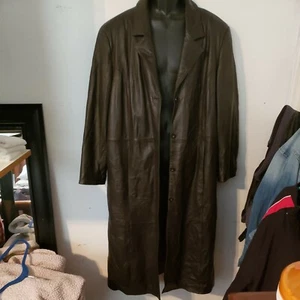 WOMEN'S FULL LENGTH LEATHER JACKET 2XL - Picture 1 of 8