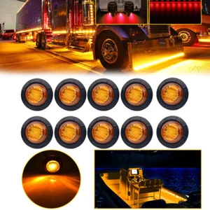 10X 3/4'' Round Marker Side LED Bulb Bullet Clearance Truck Trailer Light Yellow - Picture 1 of 12