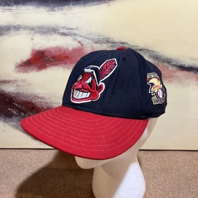 NEW ERA 59FIFTY CLEVELAND INDIANS 100 SEASONS CHARTER MEMBER HAT 7 1/4 WAHOO - Image 1 of 4