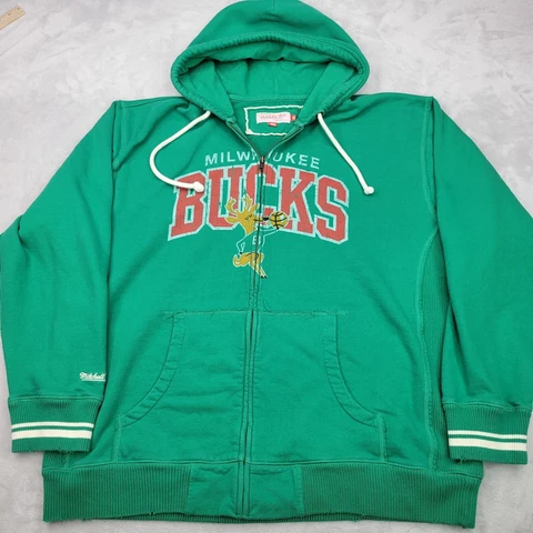 Milwaukee Bucks Hoodie Mens XXXL Green NBA Team Zip Sweatshirt Sweater Adult 3XL Cover