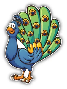 Cartoon Peacock Car Bumper Sticker Decal - Picture 1 of 1