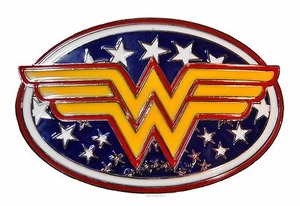 GÜRTELSCHNALLE WONDER WOMAN Logo & Sterne Metall/Emaille - Bild 1 von 1