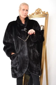 US5437 REAL RANCH MINK FUR JACKET MINK COAT SIZE 2XL - NERZJACKE PELLICCIA - Picture 1 of 22