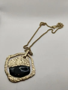 Chico's 18-22" Gold Tone and Black Statement Necklace - Picture 1 of 3