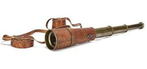 Antique Brass Telescope Leather Pirate Spyglass Scope Vintage Sailor Gift Pirate - Picture 1 of 10