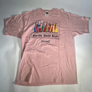 Vtg Cocoa Beach FL Yacht Club Tee, Pink L USA Made - Picture 1 of 6