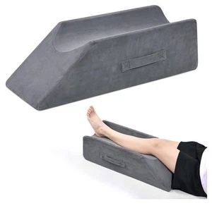 Open Bix Gray Velvet Leg Pillow elevation Surgury Ankle - Picture 1 of 4