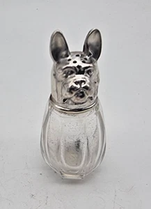 BELLISSIMA ANTICA PENTOLA PEPE CANE ARGENTO STERLING E VETRO CIRCA 1910 - Foto 1 di 8