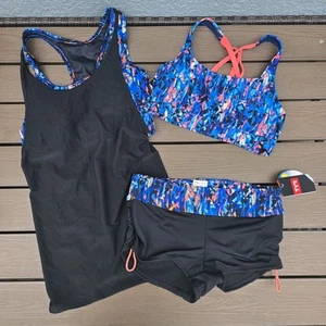 TYR Women's Anzan Madison & Bralet Tops Blue/coral W/boy Short Sz S NEW Sample - Picture 1 of 7