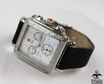 Michele Deco Quartz Diamond Chronograph Watch 5 ATM MW06A01 w/ Extra Bracelet - Image 1 of 4