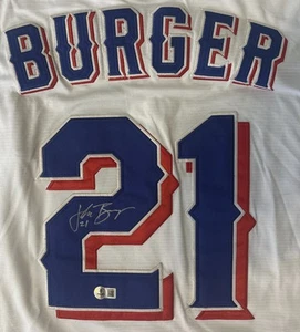 Jake Burger Signed Autographed Texas Rangers Jersey Beckett COA - Picture 1 of 4
