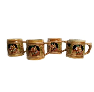 German Stein Style Coffee Cups Vintage Lot of 4 Ceramic - Picture 1 of 9