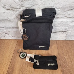 Hemp & Organic Cotton Black SATIVA Wraparound Bag, Coin Purse & 1 Key Ring - Picture 1 of 10
