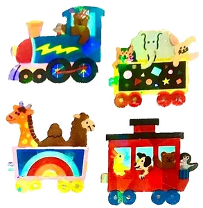 CHOO CHOO TRAIN with ANIMALS Prismatic Sandylion Stickers  **RARE** *VINTAGE* - Picture 1 of 1