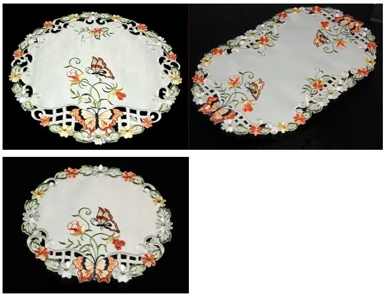 Tischdecke Tischläufer Deckchen Platzdeckchen Schmetterling Tischwäsche Bestickt - Bild 1 von 1