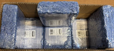 6 PAK Rubbermaid 商用大号超级针混纺蓝色 5 英寸带地板拖把头 — 第 1/4 张图片