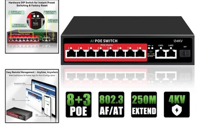 Reliable 8-Port POE+ Switch - Silent Metal Design, Supports Cameras, Plug & Play - Image 1 of 4
