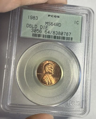 1983 DOUBLED DIE REVERSE LINCOLN MEMORIAL CENT GRADED PCGS MS64RD OGH OLD HOLDER - Image 1 of 4