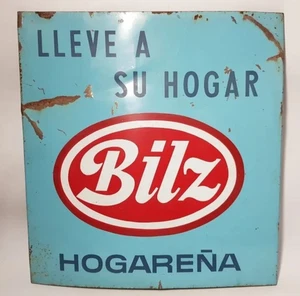 ANTICA E RARA INSEGNA IN LATTA ARGENTINA BILZ SODA LITHO PORTALA A CASA ESPOSIZIONE A CASA ANNUNCIO - Foto 1 di 7